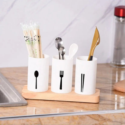 3pcs Drain Chopsticks Holder With Tray