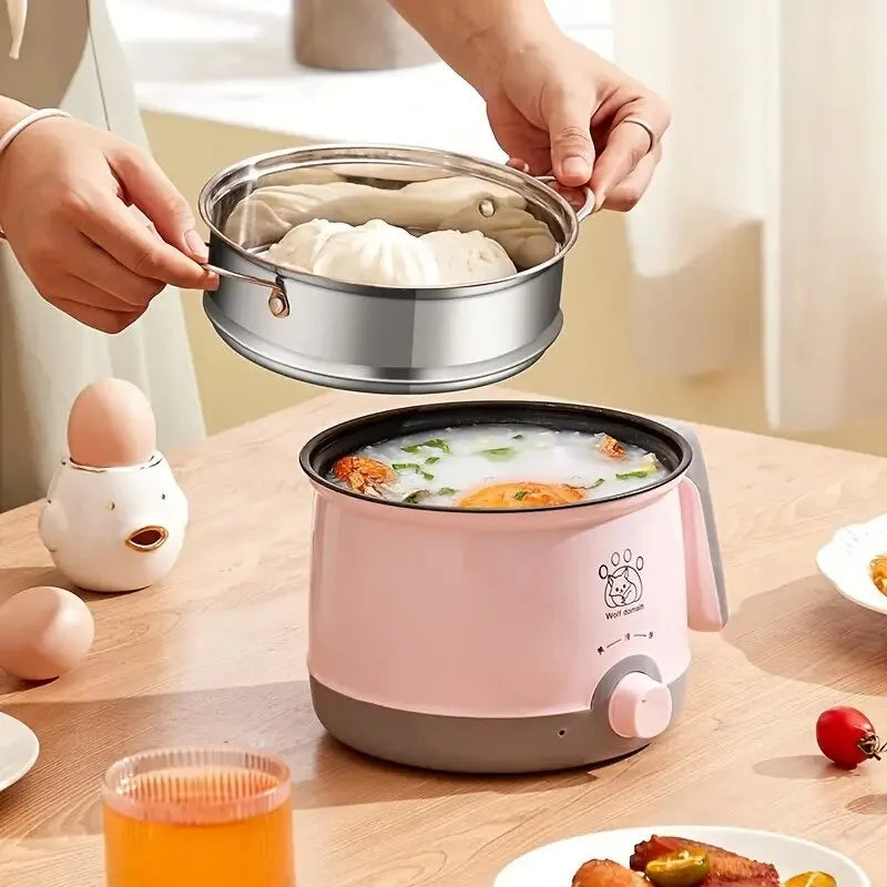 Non stick Electric cooking pot with steamer plate