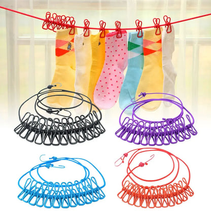 12 Clips Clothes Drying Rope