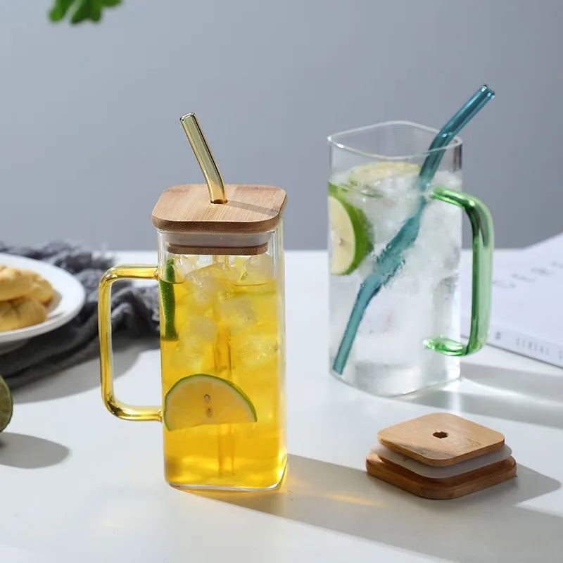 Glass Mug With Lid And Straw