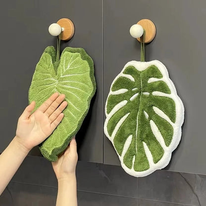 Leaf Shape Kitchen Hand Towel, Leaf Shaped Kitchen Towel, Decorative Leaf Hanging Towel, Thickened Absorbent Towel