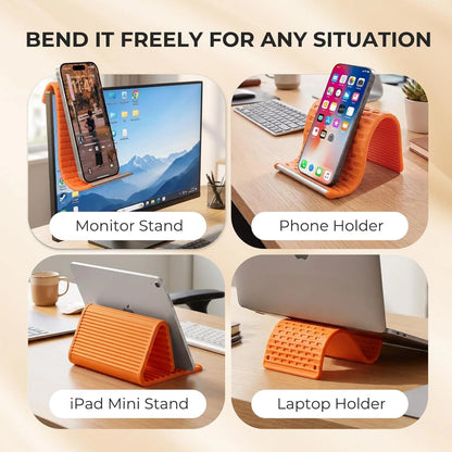 Flexible Silicone Phone Stand, Foldable Mobile Stand, Adjustable Mobile Holder, Phone Holder Stand for Desk, Tablet & Laptop Mobile Holder