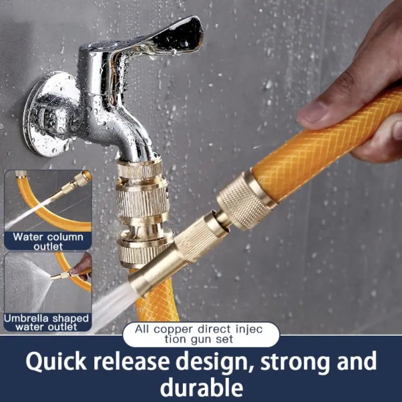 Spray Nozzle Water Gun Brass High Pressure Direct Spray Pistol Quick Connector Home Hose Adjustable Pressure Garden Sprinkler