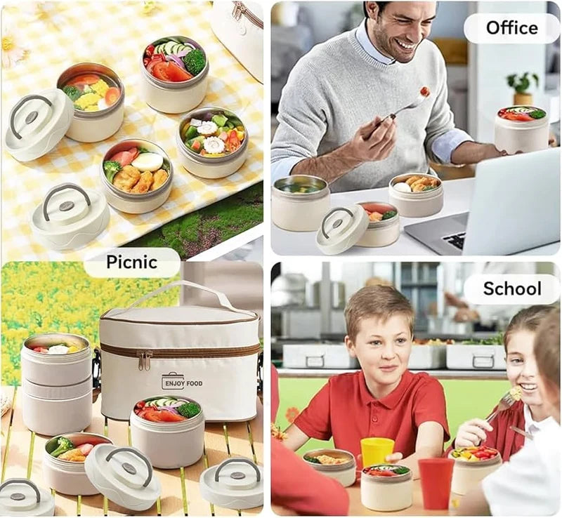 Japanese Style Insulated Lunch Box, Portable Office Lunch Box, Stainless Steel Lunch Box With Bag