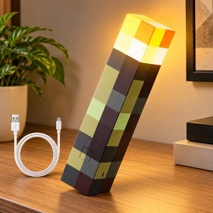 Minecraft Creeper LED Night Lamp | USB Rechargeable Pixel Light | Gaming Room Decor Lamp