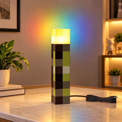 Minecraft Creeper LED Night Lamp | USB Rechargeable Pixel Light | Gaming Room Decor Lamp