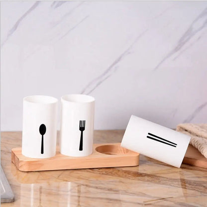3pcs Drain Chopsticks Holder With Tray