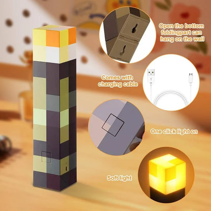 Minecraft Creeper LED Night Lamp | USB Rechargeable Pixel Light | Gaming Room Decor Lamp