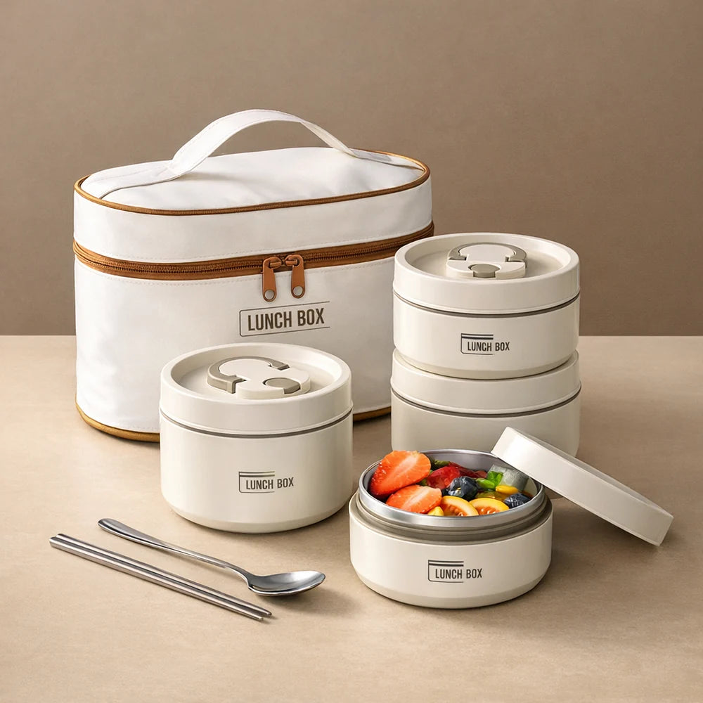 Japanese Style Insulated Lunch Box, Portable Office Lunch Box, Stainless Steel Lunch Box With Bag