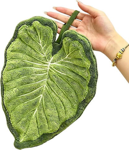 Leaf Shape Kitchen Hand Towel, Leaf Shaped Kitchen Towel, Decorative Leaf Hanging Towel, Thickened Absorbent Towel