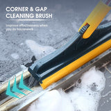 2 In 1 Floor Scrub Brush with Window Squeegee 120 Degrees Rotatable Long Handle