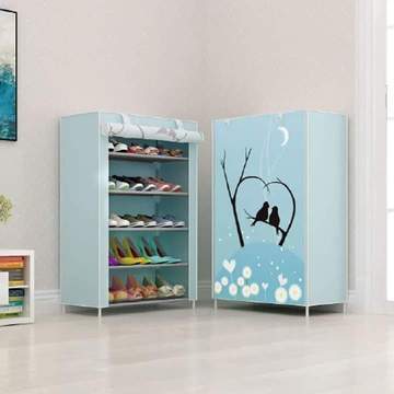 5 Grid 3D Drawing Non Woven Fabric Large Shoes Organizer Rack