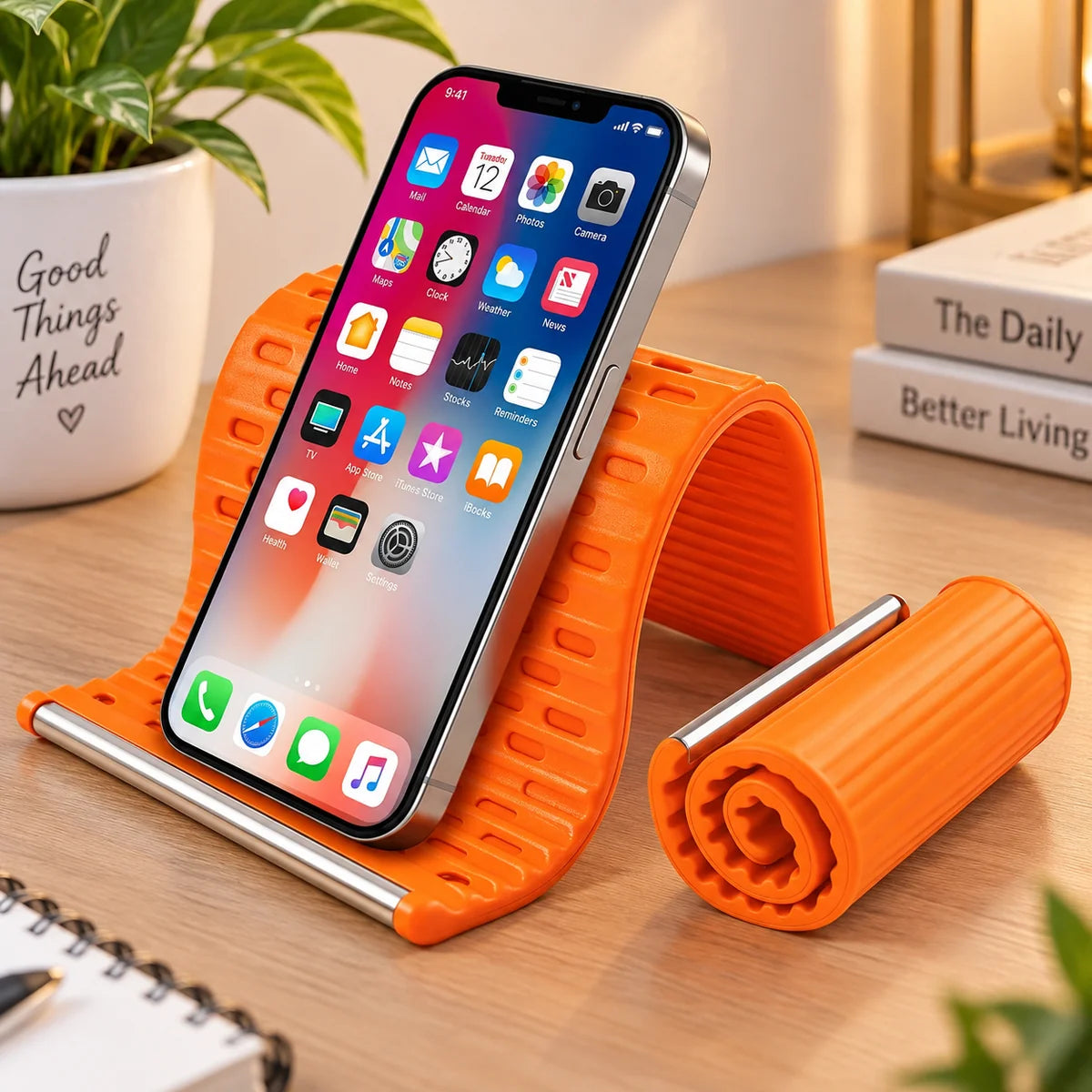 Flexible Silicone Phone Stand, Foldable Mobile Stand, Adjustable Mobile Holder, Phone Holder Stand for Desk, Tablet & Laptop Mobile Holder