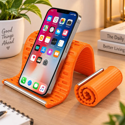 Flexible Silicone Phone Stand, Foldable Mobile Stand, Adjustable Mobile Holder, Phone Holder Stand for Desk, Tablet & Laptop Mobile Holder