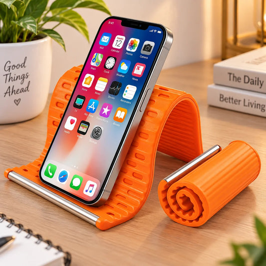 Flexible Silicone Phone Stand, Foldable Mobile Stand, Adjustable Mobile Holder, Phone Holder Stand for Desk, Tablet & Laptop Mobile Holder