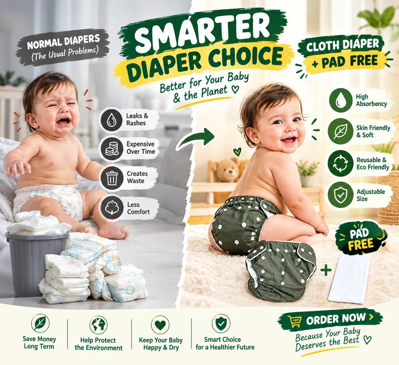 Reusable Washable Baby Diapers – Soft & Comfortable Cloth Nappies