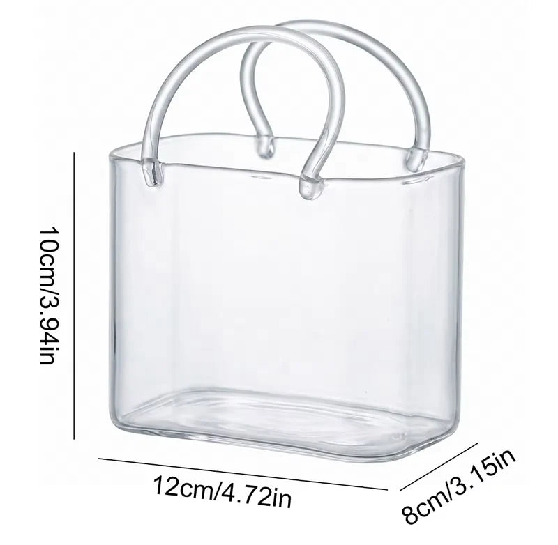 Portable Glass Sipper Bag With Straw, Aesthetic Glass Sipper Mug With Handle, Modern Glass Handbag Cup, Glass Purse Sipper With Straw