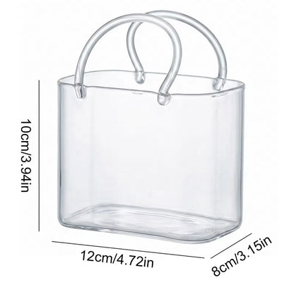 Portable Glass Sipper Bag With Straw, Aesthetic Glass Sipper Mug With Handle, Modern Glass Handbag Cup, Glass Purse Sipper With Straw