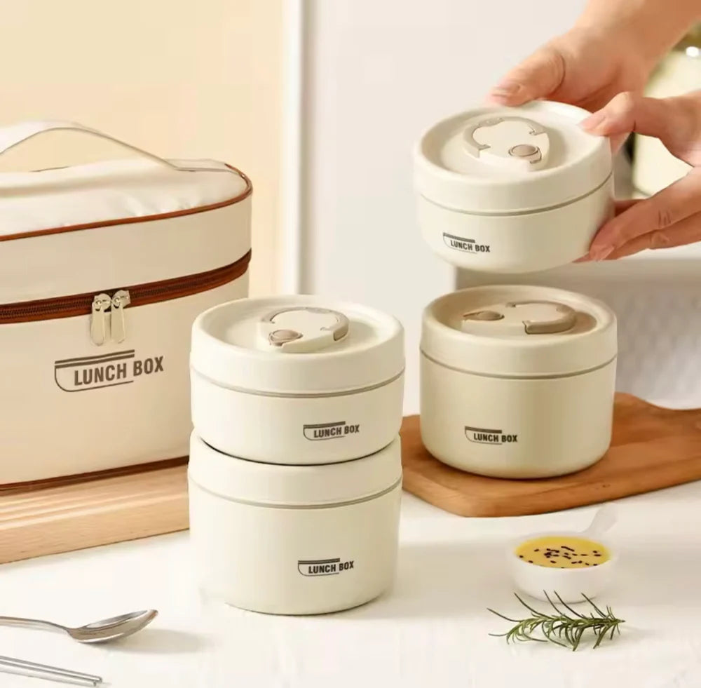 Japanese Style Insulated Lunch Box, Portable Office Lunch Box, Stainless Steel Lunch Box With Bag
