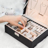 Large Double Layer Jewelry Organizer Earring Pendant Necklace Storage Box PU Leather Glasses Watch Women Cosmetics Lipstick Box