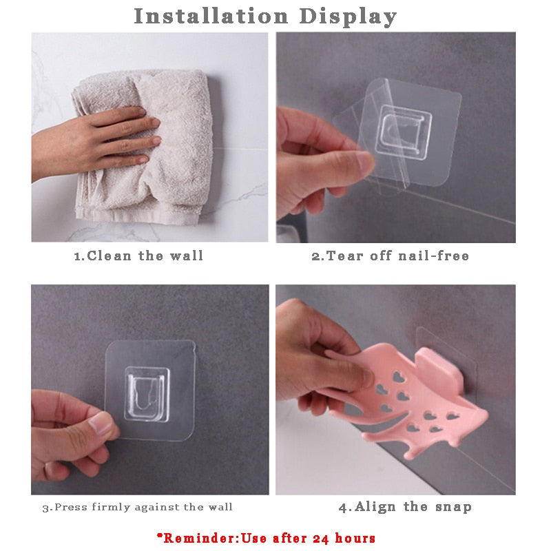 Soap Dish Maple Leaf Design PVC Soap Box Punch-free Strong Adhesive Soap Dishs Bathroom Drain Soap Holder Rack Tray Accessories