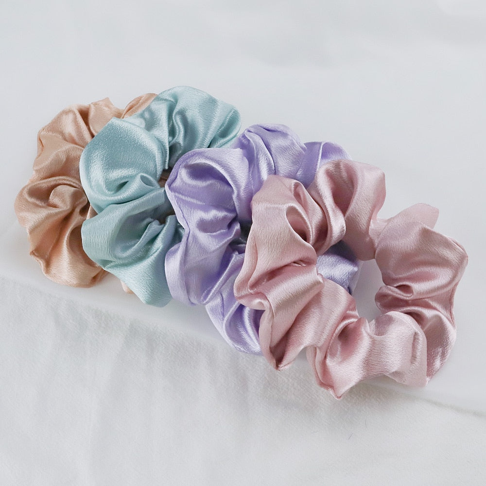 5pcs Satin Silk Scrunchies Women Elastic Rubber Hair Bands