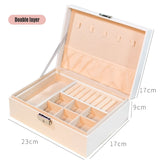 Large Double Layer Jewelry Organizer Earring Pendant Necklace Storage Box PU Leather Glasses Watch Women Cosmetics Lipstick Box