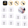 10 Pcs Transparent Strong Self Adhesive Door Wall Hangers Hooks\