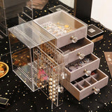 Jewelry Storage Box Earrings Display Stand Organizer Necklace Jewelry Display Cabinet Drawer Storage Rack Clear Plastic Box