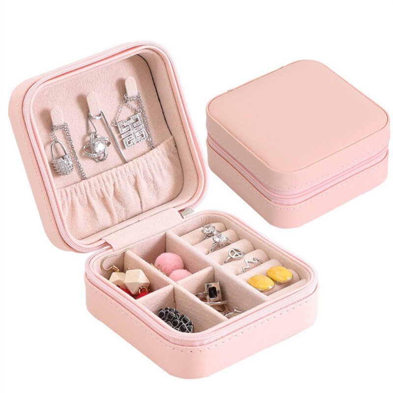 Travel Jewelry Box Organizer Mini Leather Storage Gift Case For Earring Necklace