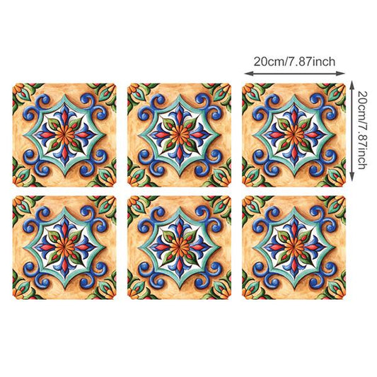 Creative Retro Colorful Flowers Tiles Floor Wall Sicker 20*20cm*10pcs