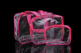 3pcs Travel PVC Cosmetic Bags Women Transparent Clear Zipper Makeup Bags
