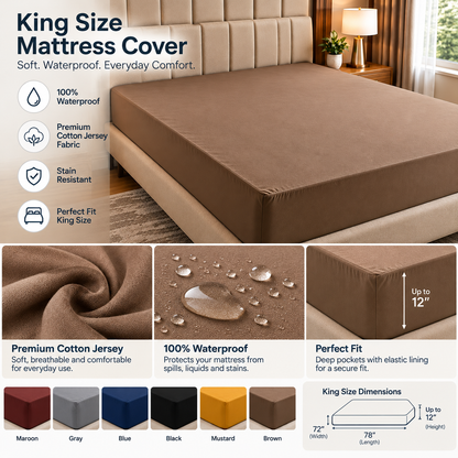 Waterproof Mattress Cover King Size – Cotton Jersey