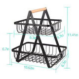 2-tier Metal Fruit Basket Vegetables Bread Rack Picnic Basket