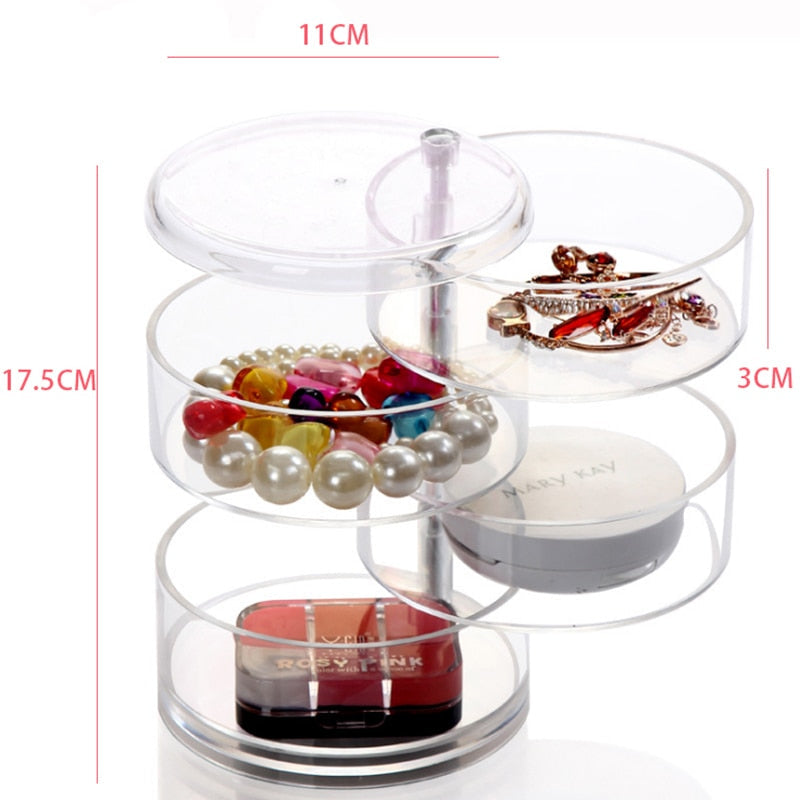 360 Degree Rotation Transparent Acrylic Cosmetics Storage Box Fashion Spin Multi-function Detachable Makeup Organizer Beauty