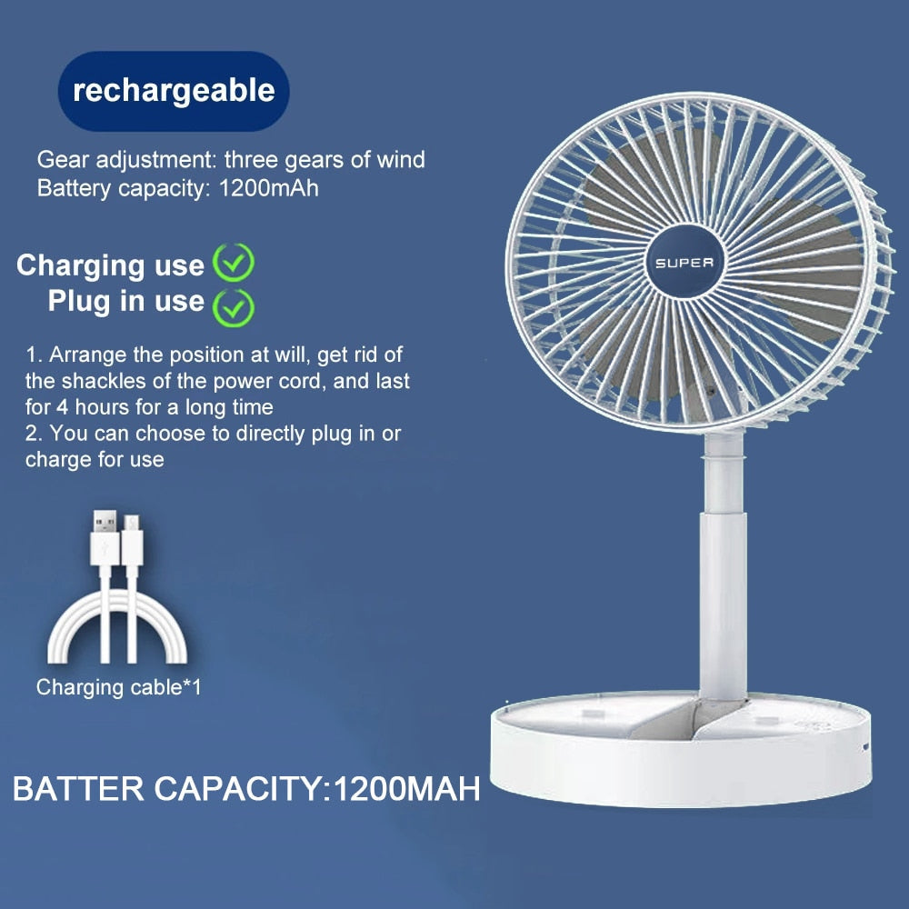 Rechargeable telescopic summer fan