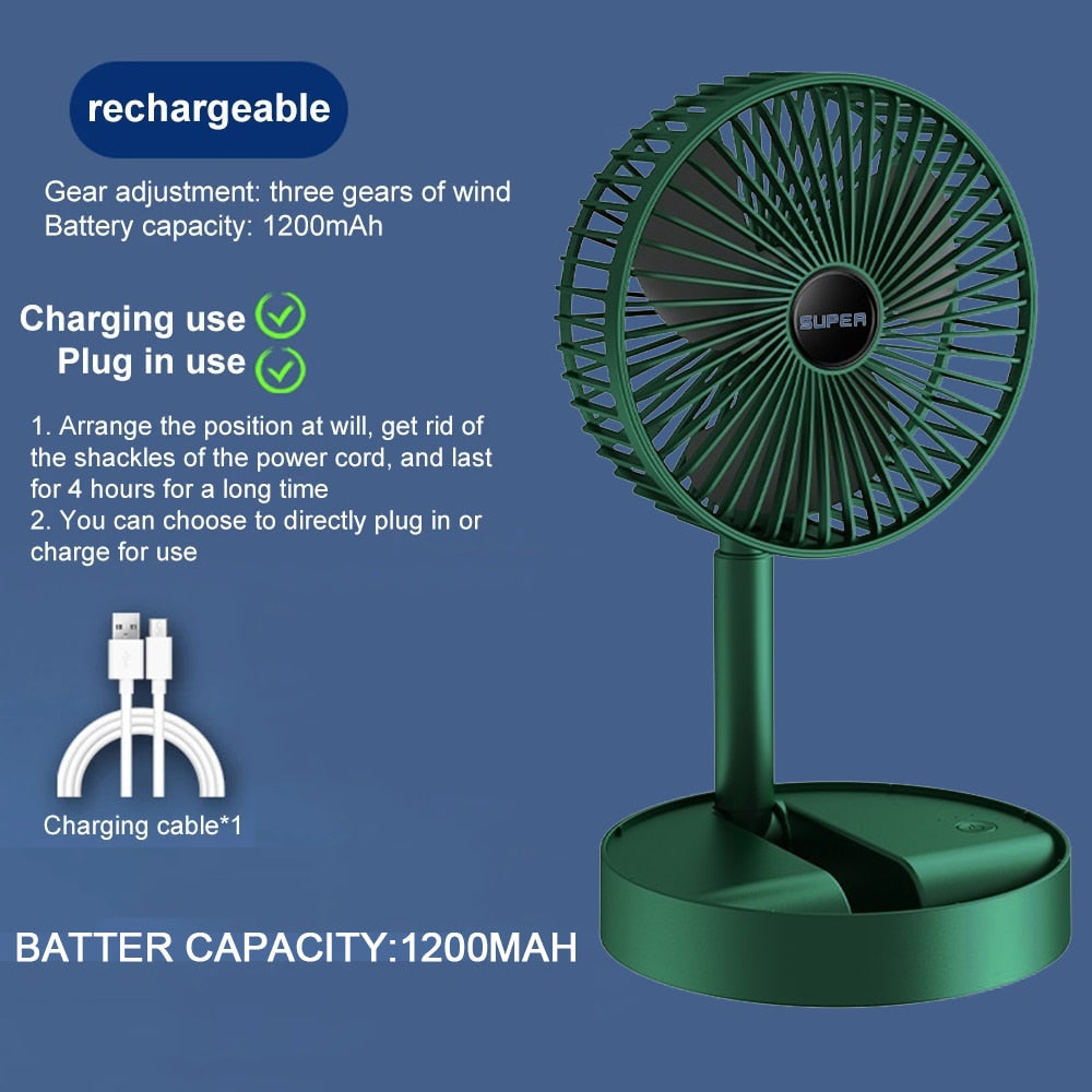 Rechargeable telescopic summer fan