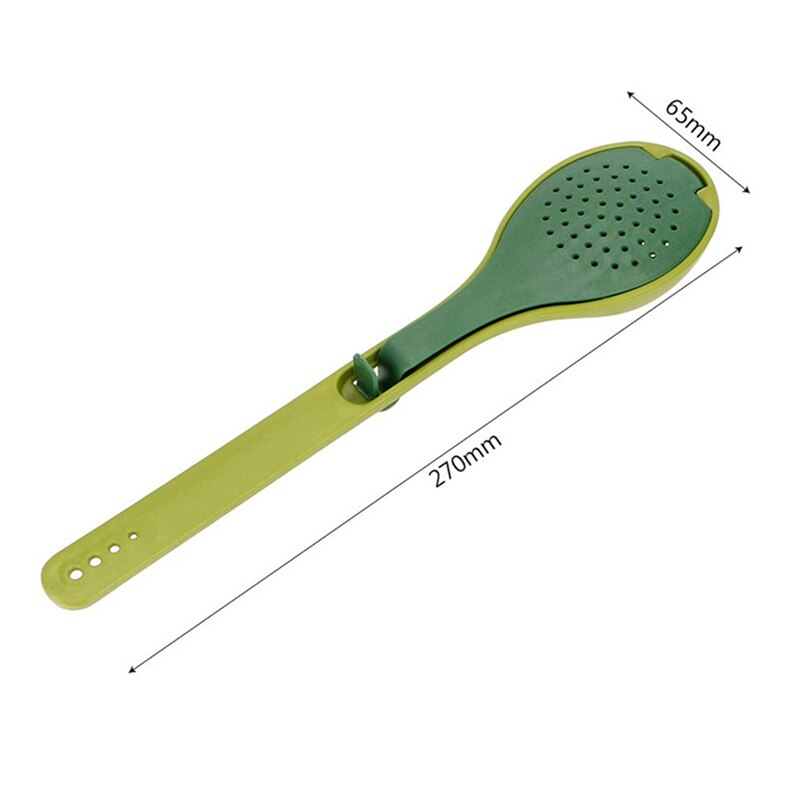 1pcs Green Cooking Spoon Kitchen Accessories Long Handle Seasoning Soup Tool