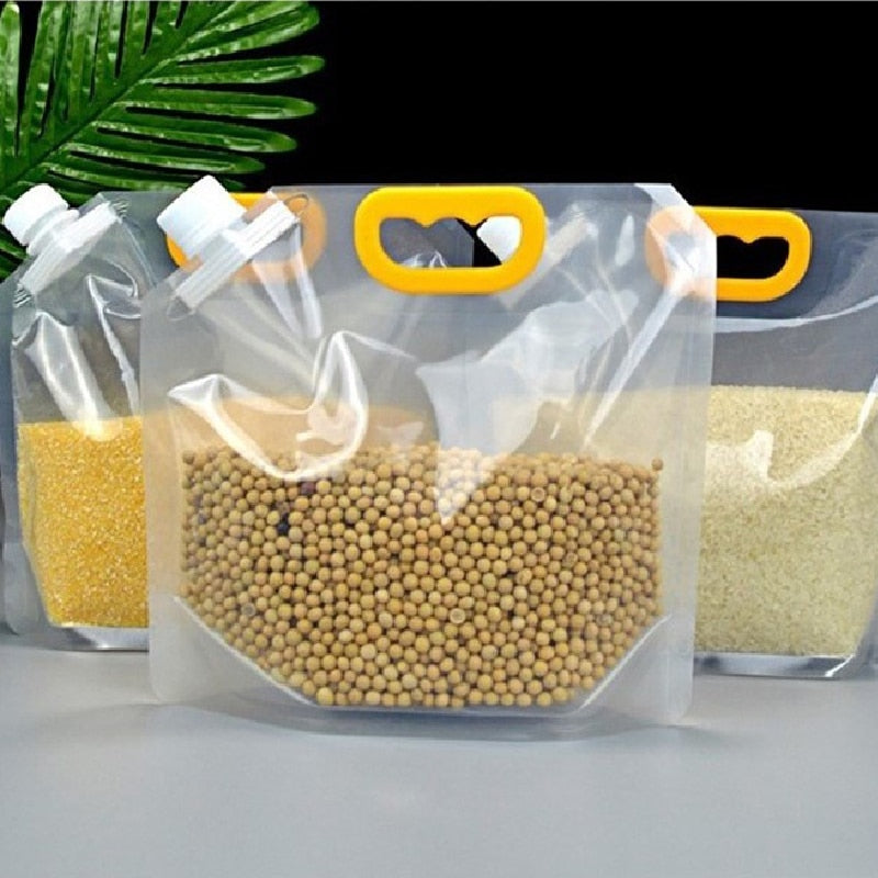 5/10PCsGrain Seal Bag Stand Up Storage Bag Refillable Food Sealing Bag