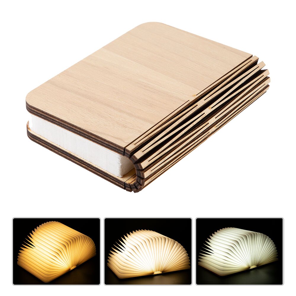 LED Wooden Book Lamp Reading light USB Bedside Table Lamp