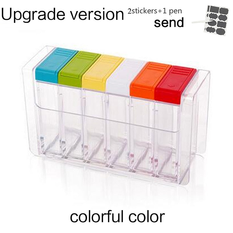 Transparent Spice Jar Set Salt and Pepper Seasoning Bottle Colorful Lid