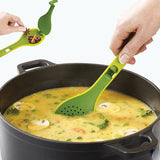 1pcs Green Cooking Spoon Kitchen Accessories Long Handle Seasoning Soup Tool