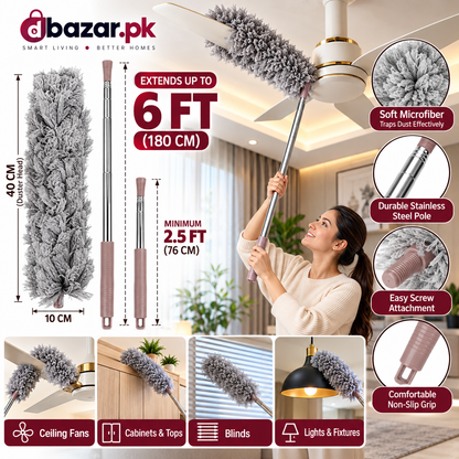 6FT Extendable Microfiber Duster – Washable