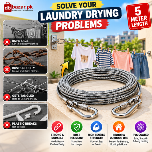 Strong & Rust-Resistant Clothesline – 5 Meter