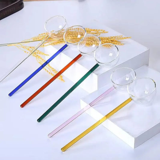 glass material long stick tarka spoon