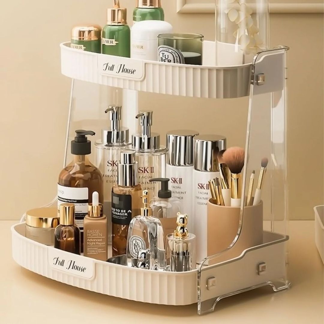 2 Layers Bathroom Organizer Rack, Kitchen Organising Spice Shelf Rack, Double Layer Elevated Storage Rack