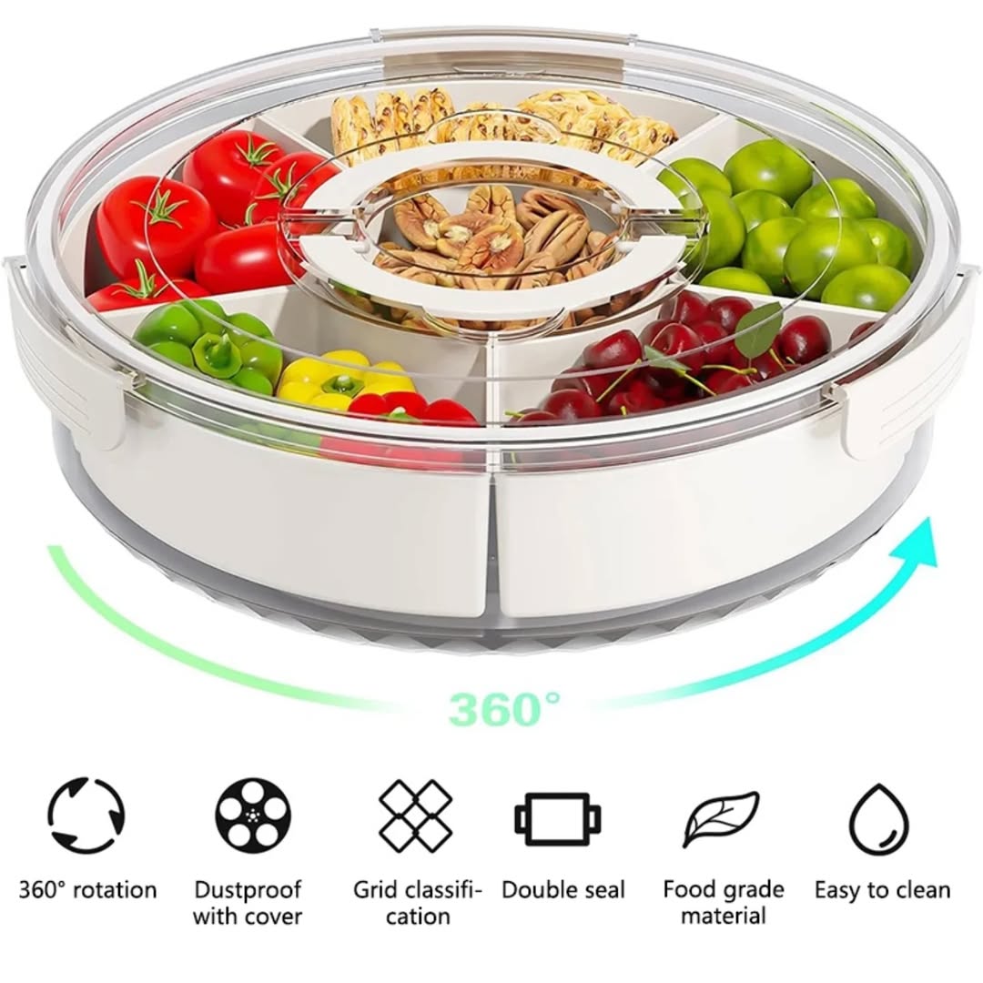 Premium Quality Acrylic 360 Rotate Dry Fruit Storage container Serving Tray