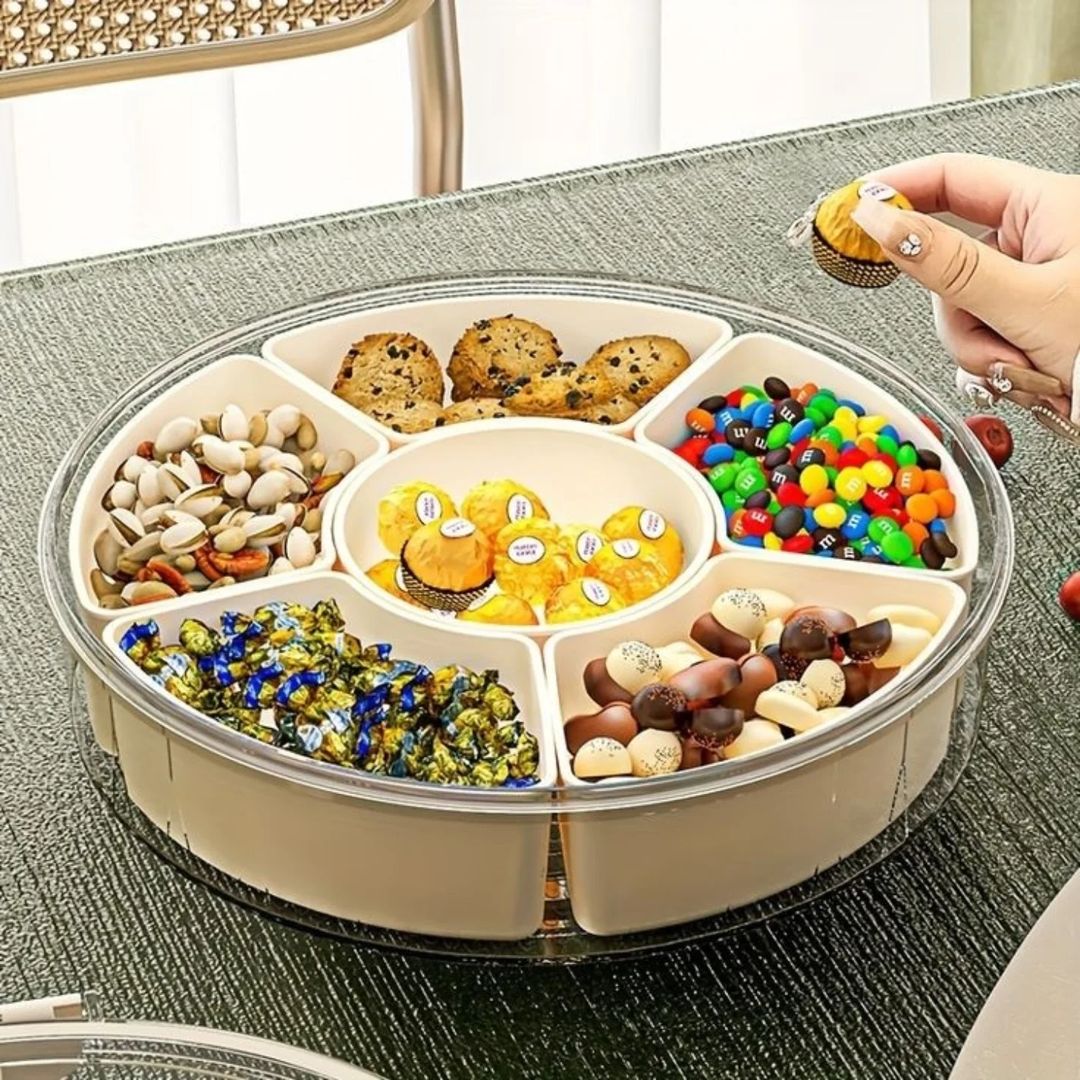 Premium Quality Acrylic 360 Rotate Dry Fruit Storage container Serving Tray