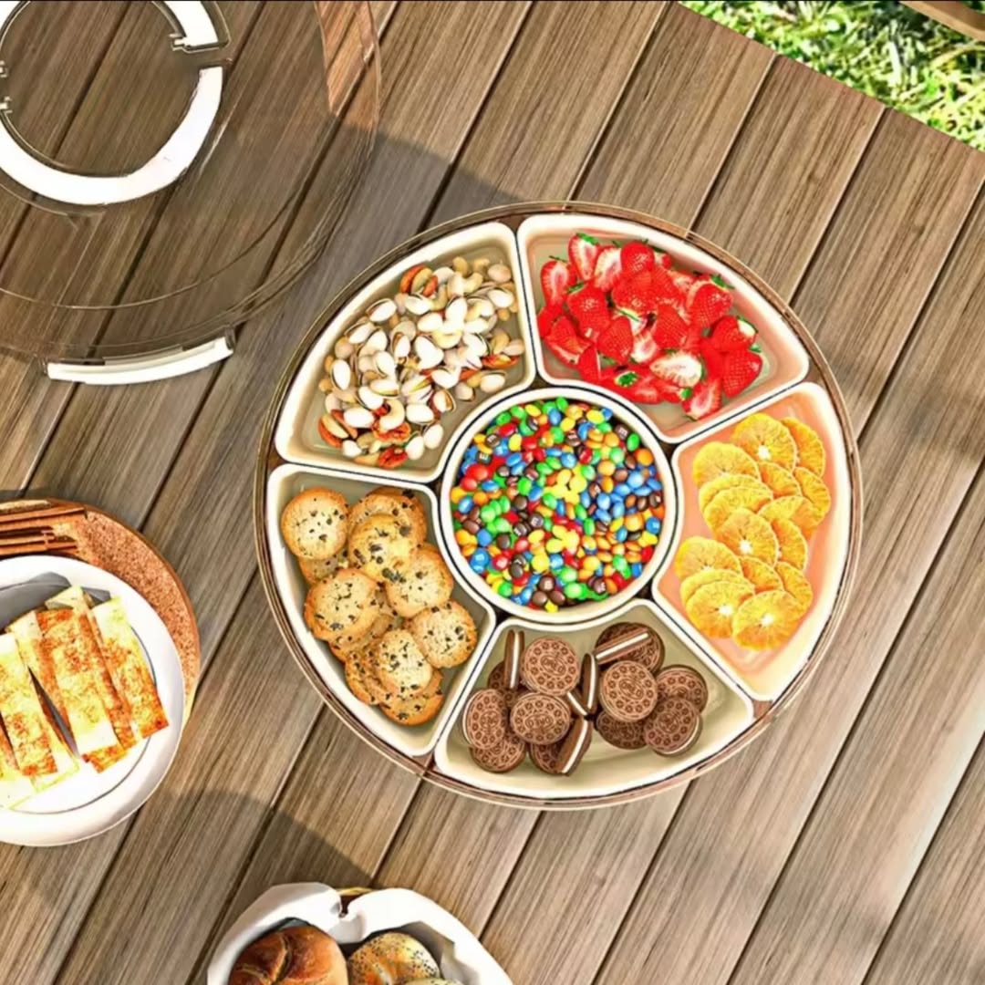 Premium Quality Acrylic 360 Rotate Dry Fruit Storage container Serving Tray