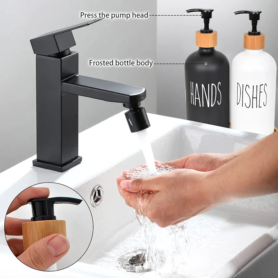 Hand And Dish Soap Dispenser  Glass Material Pair